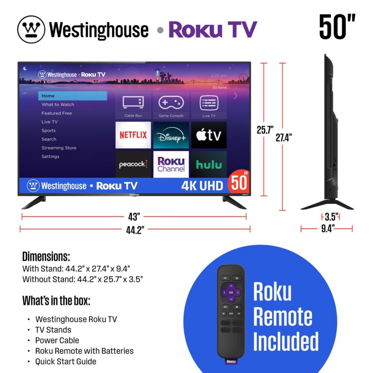 Westinghouse Roku TV - 50 Inch Smart Television, 4K UHD LED with Wi-Fi Connectivity and Mobile App, Flat Screen Compatible with Apple Home Kit, Alexa and Google Assistant - Image 5