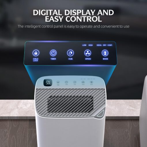 BBianLyy 4500 Sq.Ft 50 Pints Energy Star Certified Dehumidifier for Home with Drain Hose,Intelligent Humidity Control, 4 Operation Modes with App, Ideal for Room, Bathroom, RV - Image 4