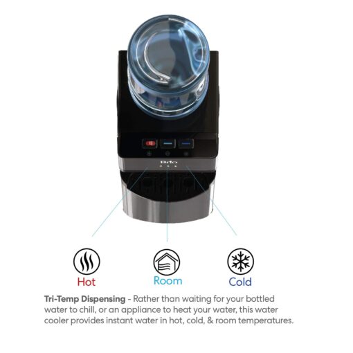 Brio Limited Edition Top Loading Water Cooler Dispenser - Black Stainless Steel - Hot & Cold Water, Child Safety Lock, Holds 3 or 5 Gallon Bottles - UL/Energy Star Approved - Image 5