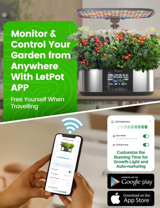 LetPot LPH-Max Hydroponics Growing System Kit, 21 Pods APP & WiFi Automatic Controlled Smart Indoor Garden with 36W LED Grow Light, Auto Drip Irrigation Kits, Self-Managed Nurturing & Watering - Image 8