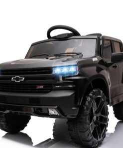 Bopilon 12V Electric Car for Kids,Licensed Chevy Silverado Truck Kids Ride On Car with Remote Control Battery Powered Electric Vehicle Toy Car, 4-Wheeler Suspension, Music& Lights, 3 Speeds(Black)