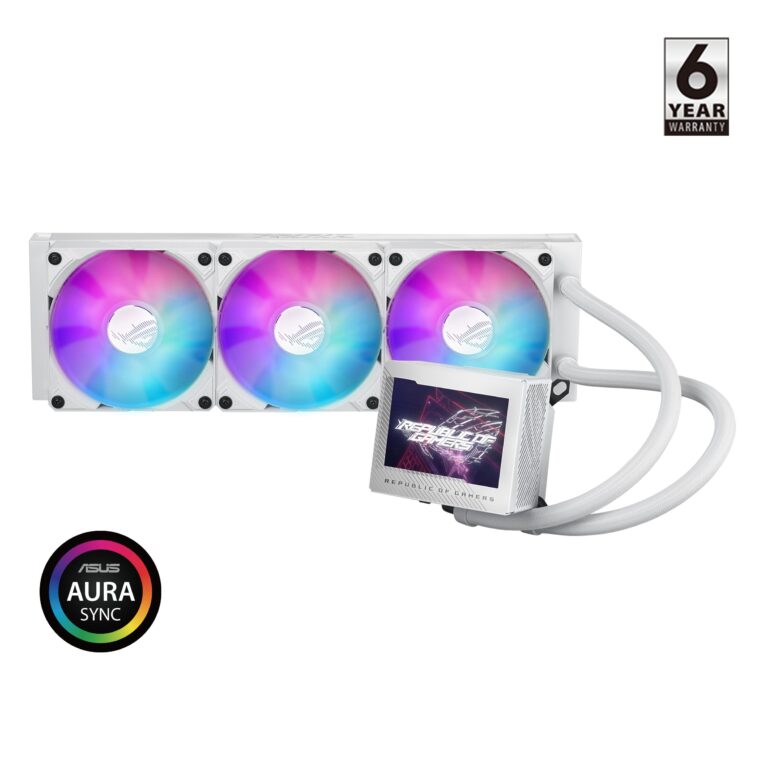 ASUS ROG Ryujin III 360 ARGB WHT All-in-one Liquid CPU Cooler with 360mm Radiator. Asetek 8th gen Pump, 3X Magnetic 120mm ARGB Fans (Daisy Chain Design), 3.5” LCD Display. , WHITE - Image 11