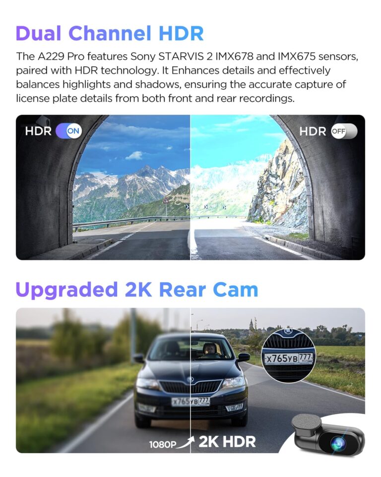 【Bundle: VIOFO A229 Pro 2CH + HK4 Hardwire Kit with 8pcs Fuse Tap】 VIOFO A229 Pro 4K HDR Dash Cam, Dual STARVIS 2 IMX678 IMX675, 4K+2K Front and Rear Car Camera, 2 Channel with HDR, 5GHz WiFi GPS - Image 7