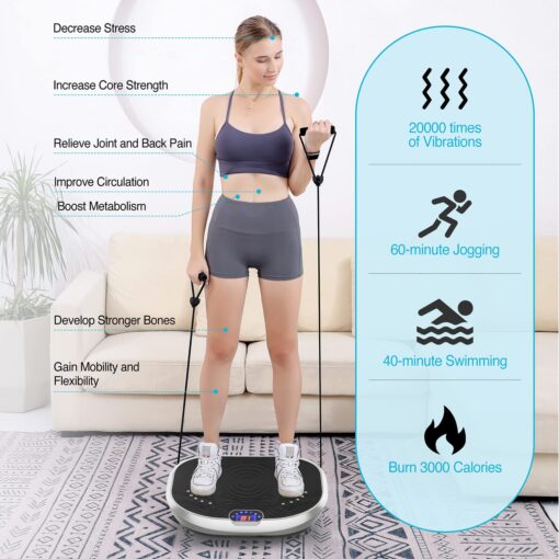 AXV Vibration Plate Exercise Machine Whole Body Workout Music Vibrate Fitness Platform Lymphatic Drainage Machine for Weight Loss Shaping Toning Wellness Home Gyms Workout - Image 2