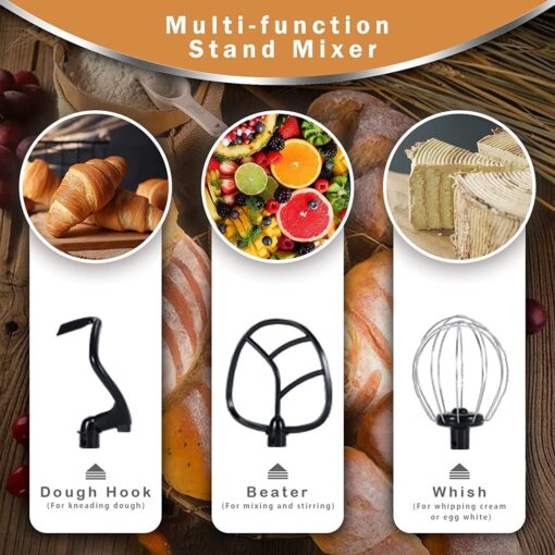 AIFEEL Stand Mixer,Electric Food Mixer with 7.5QT+5.5QT Two Stainless Steel Bowls, Tilt-Head Electric Kitchen Mixer with Dough Hook,Egg Whisk,Flat Beater,Splash Guard (Red) - Image 2