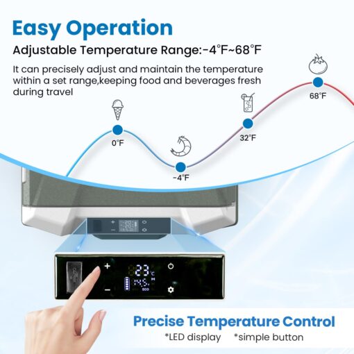 Alpicool Car Refrigerator 12 Volt Refrigerator 46 Quart Portable Freezer 12V Car Fridge Portable Fridge Freezer 12/24V DC 110~240 Volt AC for Truck RV Camper SUV Electric Cooler for Camping -4℉-68℉ - Image 2