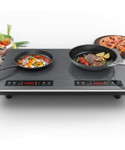 VBGK Double Induction Cooktop, 24 inch 4000W Electric cooktop with hot plate, induction stove top with LED Touch Screen 9 Levels Settings with Child Safety Lock & Timer 110V Induction cooktop 2 burner