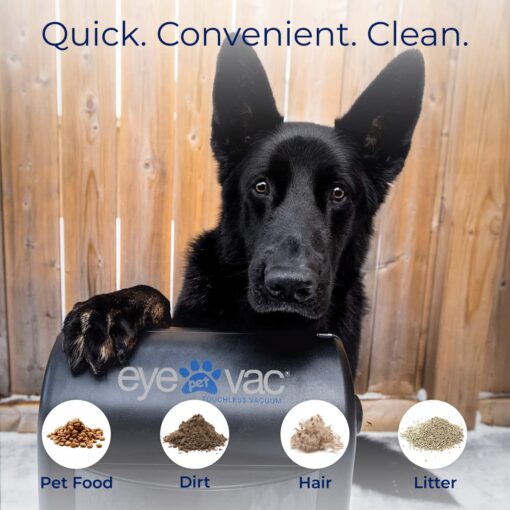 EyeVac Pet Touchless Vacuum Automatic Dustpan - Ultra Fast & Powerful - Great for Sweeping Cat Dog Pet Hair Food Dirt Kitchen, Corded Canister Vacuum, Bagless, Automatic Sensors, 1400 Watt (Black) - Image 4