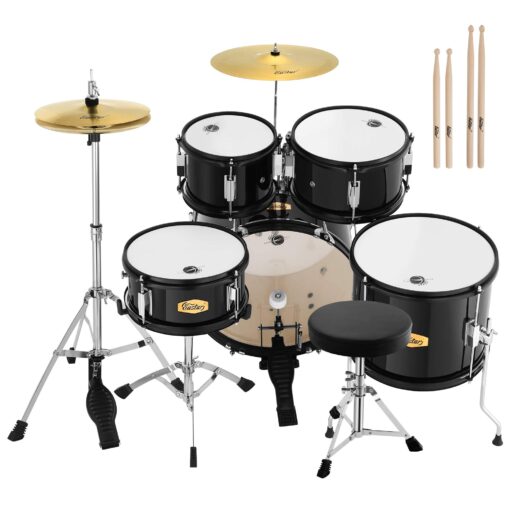 Drum Set Eastar 16 inch 5-Piece, Junior Drum Kit for Beginners Kids Teenagers with Adjustable Throne and Cymbal, Pedal & Drumsticks, Metallic Black (EDS-350BK) - Image 2