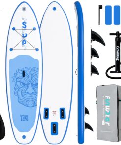 FunWater 10'6×33"×6" Inflatable Stand Up Paddle Board with Premium SUP Paddleboard Accessories,Adults & Youth for All Skill Levels, Included with Board, Paddle, Pump, Three Fins, Backpack
