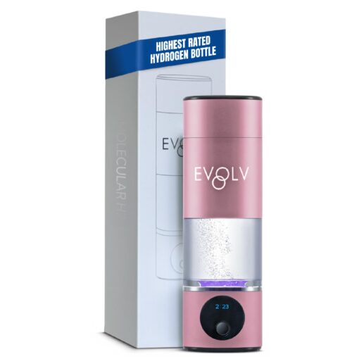 EVOLV Hydrogen Water Bottle Generator – SPE & PEM Water Ionizer 5.42PPM, Highest Concentrated Dose – 8oz Hydrogenated Water Bottle for Improved Energy & Inflammation Support - Easy to Use, Rose