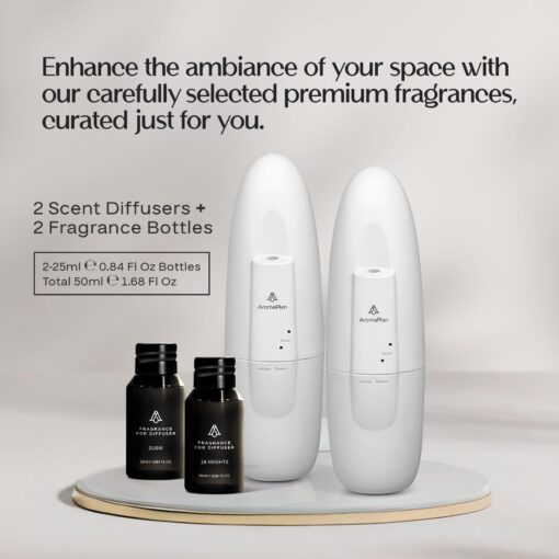 AromaPlan Authentic 2025 Upgraded Bluetooth Plug in Waterless Diffuser (2 Fragrances Included)-Cold Air & Nanotechnology Diffusers for Home & Office- Silent Wall Diffuser Plug in (2 Devices +2 Scents) - Image 5