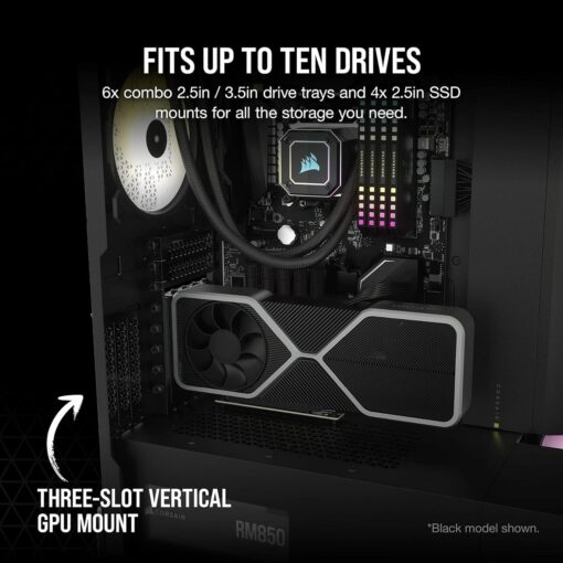 CORSAIR 7000D AIRFLOW Full-Tower ATX PC Case – High-Airflow Front Panel – Spacious Interior – Easy Cable Management – 3x 140mm AirGuide Fans with PWM Repeater Included – White - Image 7