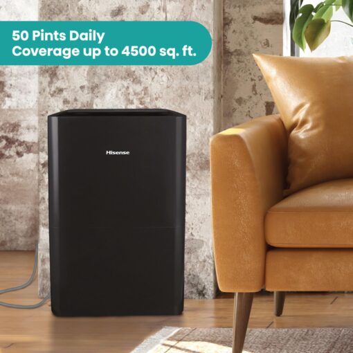 Hisense Energy Star 50-Pint Portable Dehumidifier with Built-in Pump, Auto-Shutoff and Timer, Home Dehumidifier and Moisture Absorber For Basement, Garage, Living Room - Image 5