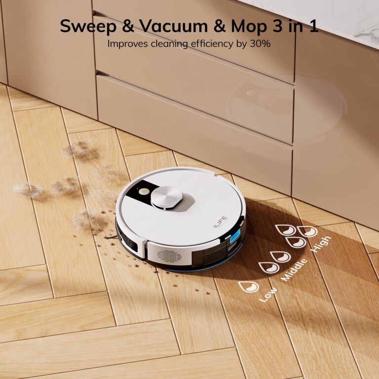 ILIFE A12 Pro Robot Vacuum and Mop Combo, Self Emptying Station for 60 Days, LiDAR Navigation, Home Mapping, No-Go Zones, 2.4G WiFi/App/Alexa/Remote Control, for Hard Floors, 110V - Image 4