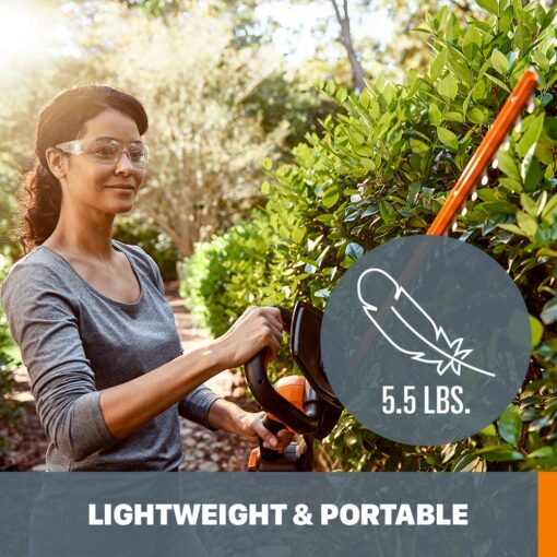 Worx 20V 22" Hedge Trimmer, String Trimmer & Edger, Leaf Blower Bundle with 2 Batteries & Charger - Image 5