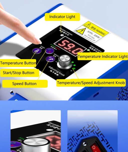 Blue,Wkantlaes Heat Sealer Machine, Commercial Automatic Food Vacuum Sealer Machine, Plastic Bag Sealer Band Sealing Machine with 0-200℃ Temperature Control for 0.8-2 mm Bag Preservation Dry Moist - Image 3