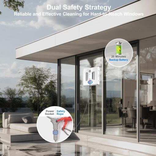 HUTT Auto Window Cleaning Robot A1, Upgraded 4 Water Spray & 6000PA High Suction Power Window Cleaner with Laser Sensor Detection, Perfect for High-Rise Windows, Tiles and Glass (A1) - Image 4