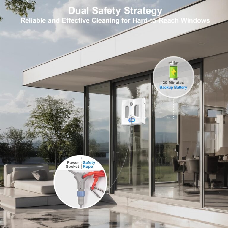 HUTT Auto Window Cleaning Robot A1, Upgraded 4 Water Spray & 6000PA High Suction Power Window Cleaner with Laser Sensor Detection, Perfect for High-Rise Windows, Tiles and Glass (A1) - Image 4