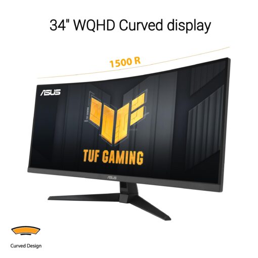 ASUS TUF Gaming 34” Ultra-Wide Curved Monitor (VG34VQ3B) – 21:9 QHD (3440x1440), 180Hz, 1ms, Extreme Low Motion Blur Sync, FreeSync Premium, Speaker, 90% DCI-P3, DisplayWidget Center, 3 yr Warranty - Image 7