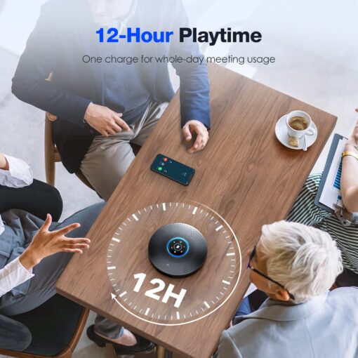 Bluetooth Speakerphone - eMeet M2 Max Professional Conference Speaker and 4 Directional Mics for up to 15 People Business Conference Calls High Volume Noise Reduction Daisy Chain Dongle Home Office - Image 3