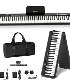 FingerBallet Portable Piano Keyboard, Semi-Weighted Folding Digital Piano 88 Key, Full Size, Wood Grain, Electric Piano Keyboard w/MIDI Bluetooth, Suitable for Adult, Toddler, Kids
