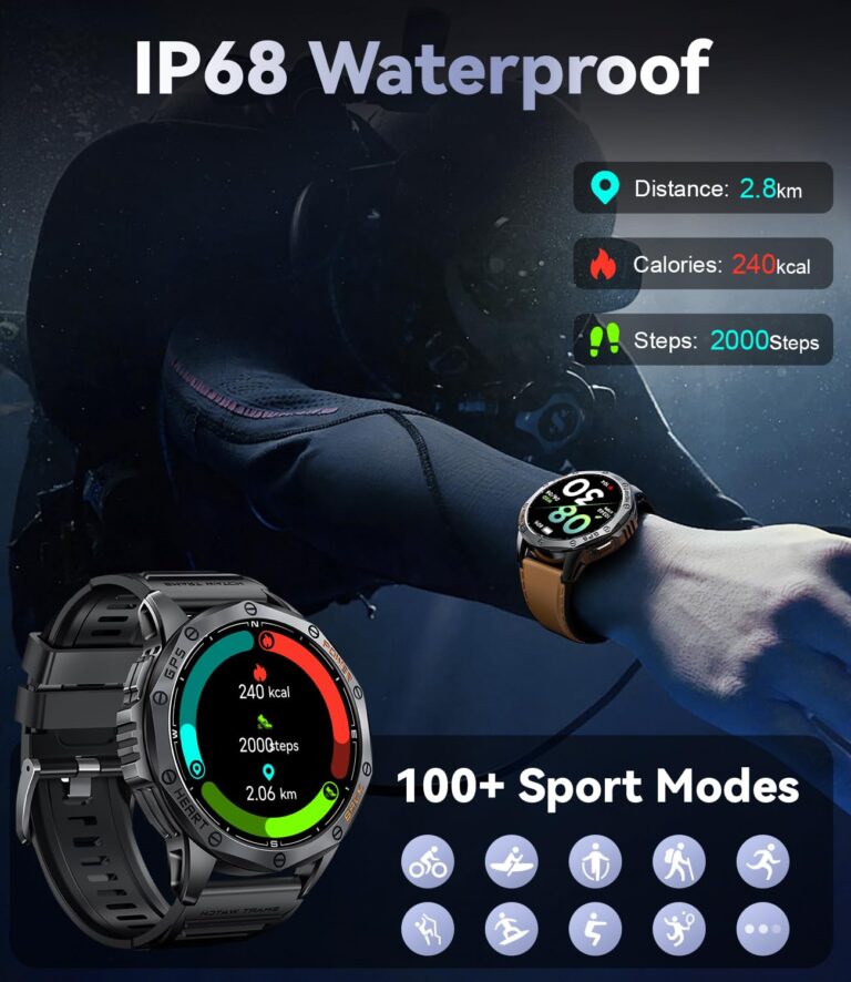 LIGE GPS Military Smart Watch for Men (Answer/Make Calls), 100+ Sports Modes Fitness Smart Watch, LED Flashlight/Compass/45 Days Battery/IP68 Waterproof 1.43'' AMOLED Smartwatch for Android iOS - Image 5