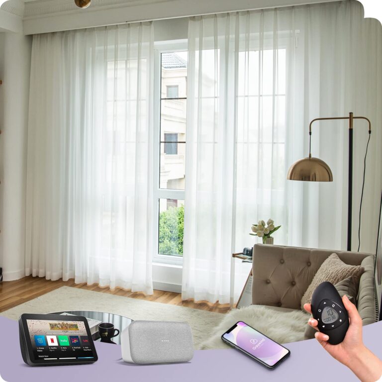 Graywind Hardwired Smart Curtains Motorized Sheer Curtains with Remote Alexa Google Control for Sliding Sheer Drapes One-Way or Split Draw, Custom Width to 220" (Sheer Solid White)