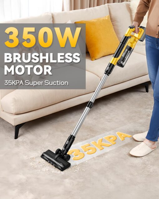 350W Cordless Vacuum Cleaner for Dewalt 20v Battery, 35kPa Brushless Lightweight Stick Vacuum with 3 Mode Suction, 6 in 1 Stick Vacuum Cleaner with HEPA for Floor, Carpet, Car (Battery Not Included) - Image 9
