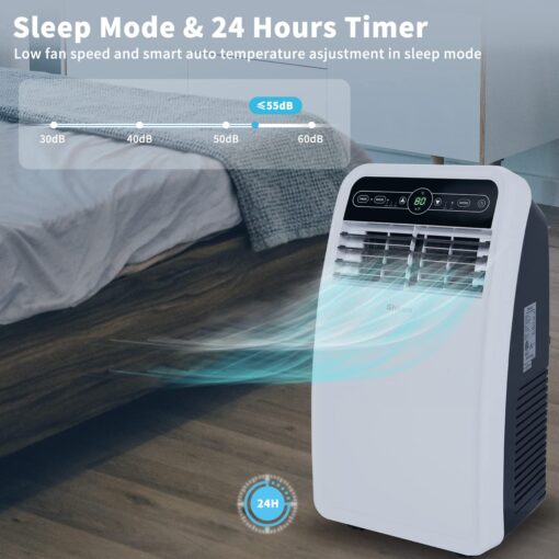 Shinco 8,000 BTU Portable Air Conditioner, AC Unit with Built-in Cool, Dehumidifier & Fan Modes for Room up to 200 sq.ft, Conditioner Remote Control, 24 Hour Timer, Installation Kit - Image 3