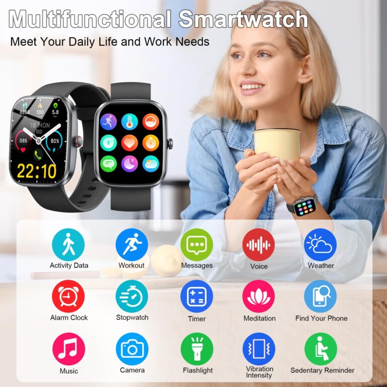 Smart Watch(Answer/Make Calls), 1.91" Smartwatches for Men Women, Fitness Tracker with 110+ Sport Modes, IP68 Waterproof, Heart Rate/Sleep/Spo2 Monitor, Pedometer, Activity Tracker for Android iOS - Image 2
