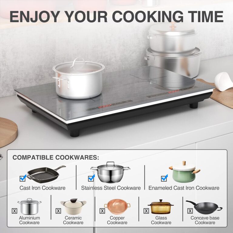 POTFYA Double Induction Cooktop,4000W 24 inch Induction Burner, 9 Power Levels, 9 Temperature Levels,Kids Safety Lock & Timer, Overheat Protection,110V 2 Burner Cooktop - Image 3