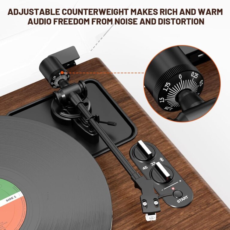 High Fidelity Belt Drive Turntable with Built-in Speakers,FEKTIK Vinyl Record Player with Magnetic Cartridge, Bluetooth Playback and Aux-in Functionality, Auto Off - Image 8