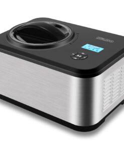 KUMIO 1.6-Quart Ice Cream Maker with Compressor, No Pre-Freezing, 4 Modes Ice Cream Maker Machine with LCD Display, Timer, Automatic Gelato & Yogurt Machine, Stainless Steel