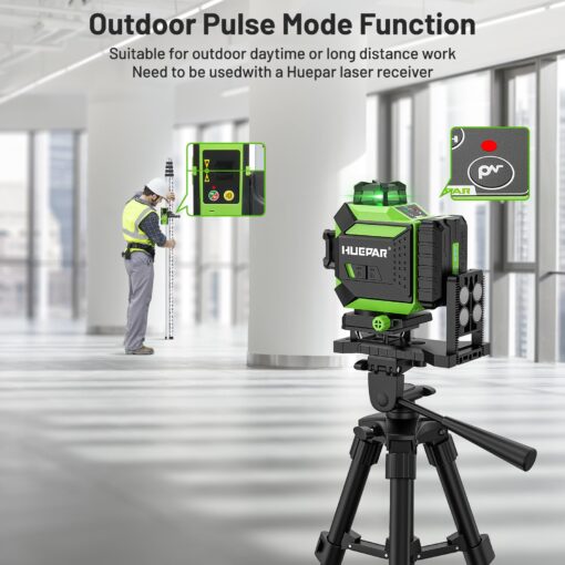 Huepar 4x360 Laser Level Self-leveling 4D Green Beam Cross Line 16 Lines Tiling Floor Laser Tool -2x360 Horizontal/Vertical Laser Lines -rechargeable Li-ion Battery & Integrated Magnetic Bracket 704CG - Image 5