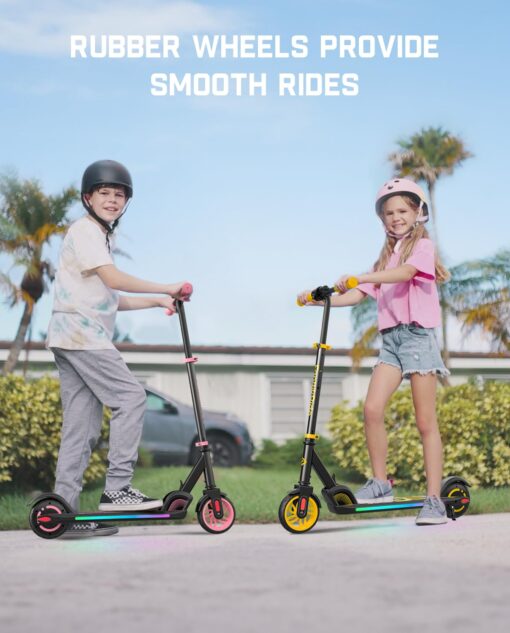 FanttikRide C9 Apex Electric Scooter for Kids 8-12, Adjustable Handlebar Height for Riders 3.9-5.2 ft, 132 lbs, Up to 40 mins Continuous Time, 3 Speed Mode 5/8/10 MPH, Bluetooth Music Speaker, Yellow - Image 2