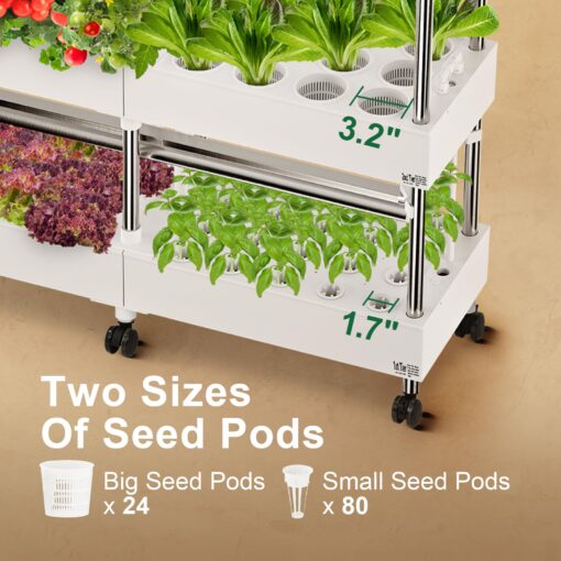 GROWNEER Hydroponics Growing System Kit, Indoor Garden 80-Pod & 2 Pumps, Indoor Vertical Herb Garden Kit with LED Grow Light, Smart Socket, and Plant Germination Kit for Vegetable Fruit Herb - Image 8