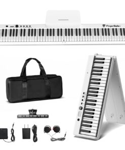 FingerBallet Portable Piano Keyboard, Semi-Weighted Folding Digital Piano 88 Key, Full Size, Wood Grain, Electric Piano Keyboard w/MIDI Bluetooth, Suitable for Adult, Toddler, Kids