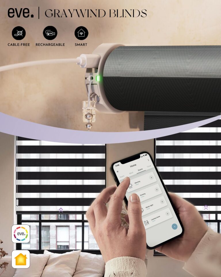 Graywind HomeKit Smart Zebra Blinds Eve Powered Siri Voice Home App Rechargeable Motorized Dual Layer Blinds Privacy Light Control, Custom Size (Luxury Black) - Image 5