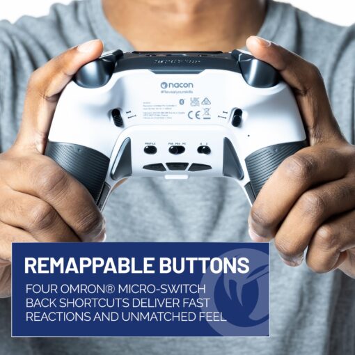 NACON Revolution 5 Pro Officially Licensed PlayStation Wireless Gaming Controller for PS5 / PS4 / PC - Hall Effect, Trigger Stops, Mappable Buttons, Bluetooth Audio - Black/White - Image 6