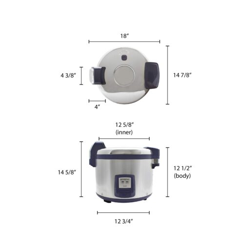 Thunder Group 30 cup/ 60 bowls rice cooker, NSF and ETL certified, stainless steel, digital pad, comes in each - Image 2
