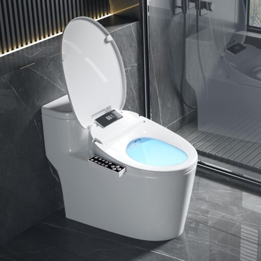 XCQQ Bidet Toilet Seat Round, Unlimited Warm Water, Heated Toilet Seat, Warm Air Dryer, Rear and Feminine Washing, Soft Closed Toilet Lid, Night Light, Smart Toilet Seat with Bidet Requires Outlet - Image 3