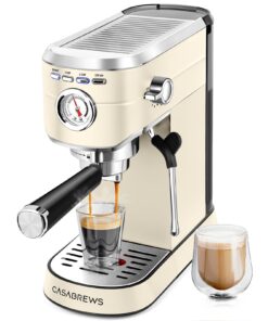 CASABREWS Espresso Machine 20 Bar, Espresso Maker with Milk Frother Steam Wand, Stainless Steel Espresso Coffee Machine with 34oz Removable Water Tank, Creamy