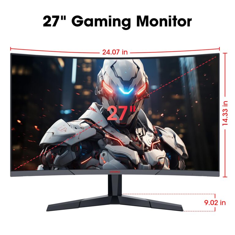 KOORUI Curved 27 Inch Gaming Monitor, Full HD 1080p R1500 180Hz VA Computer Monitor, 99% sRGB, Built-in Adaptive Sync, 1 x Display Port 1.2 & 2 x HDMI 2.0, Eye Care, VESA Compatible, Black 27E6CA - Image 3