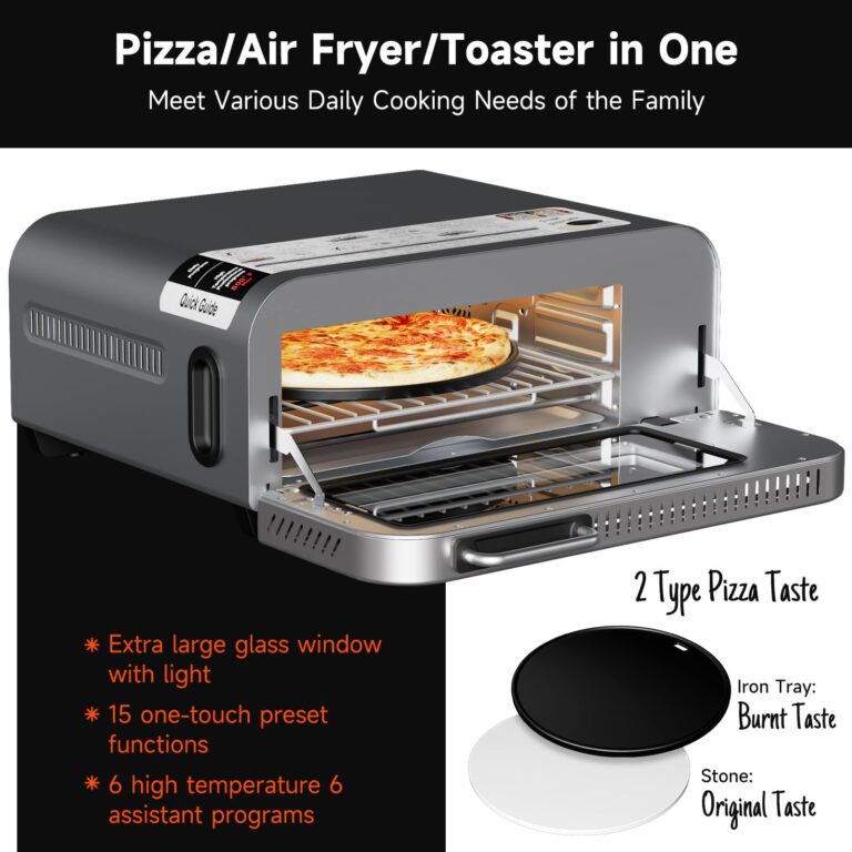Kitchen Elite Air Fryer Toaster Oven Combo, 15-IN-1 Digital Stainless Steel Airfryer,18L Pizza Oven for 12' pizza / 9 slices, Flip Away Oven, 7 Accessories, 800°F, 3 Layer Glass Anti-scalding,1800W - Image 7