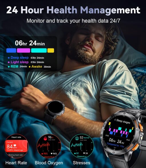LIGE GPS Military Smart Watch for Men, LED Flashlight/Compass/45 Days Battery/IP68 Waterproof 1.43'' AMOLED Smartwatch, 100+ Sports Modes Fitness Tracker, Rugged Smart Watches for Android iOS - Image 5