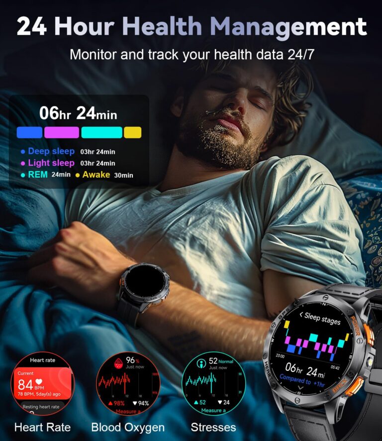 LIGE GPS Military Smart Watch for Men, LED Flashlight/Compass/45 Days Battery/IP68 Waterproof 1.43'' AMOLED Smartwatch, 100+ Sports Modes Fitness Tracker, Rugged Smart Watches for Android iOS - Image 5