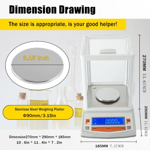 CGOLDENWALL Lab Analytical Balance High Precision 1mg Scale Digital Electronic Scale Scientific Scale for Laboratory Pharmacy (200g 1mg) - Image 4