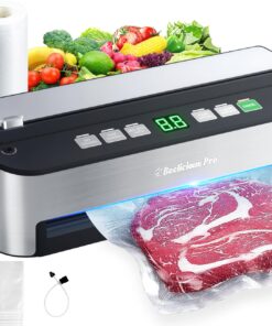 Vacuum Sealer Machine, Beelicious 85KPA Fully Automatic 8-IN-1 Food Sealer with Bags Storage, Build-in Cutter, Moist Mode and Air Suction Hose | Digital Countdown | Sous Vide