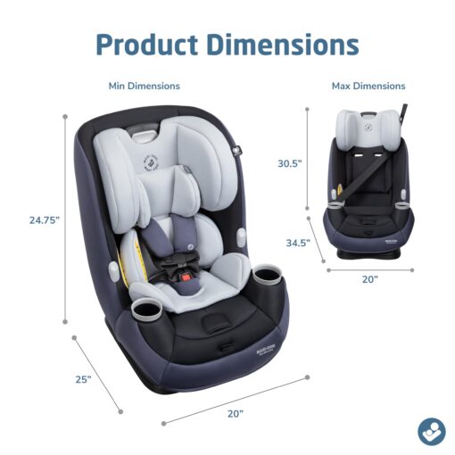 Maxi-Cosi Pria All-in-One Convertible Car Seat, Rear Facing Car Seat for Infants from 4-40 lbs, Forward Facing Car Seat up to 100 lbs in Booster Seat Mode, Midnight Slate - Image 7